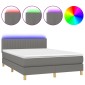vidaXL Κρεβάτι Boxspring με Στρώμα & LED Σκ.Γκρι 140x190 εκ Υφασμάτινο