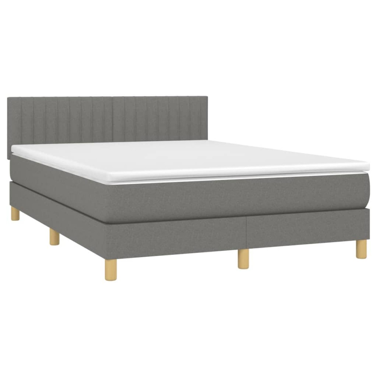 vidaXL Κρεβάτι Boxspring με Στρώμα & LED Σκ.Γκρι 140x190 εκ Υφασμάτινο