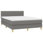 vidaXL Κρεβάτι Boxspring με Στρώμα & LED Σκ.Γκρι 140x190 εκ Υφασμάτινο