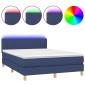 vidaXL Κρεβάτι Boxspring με Στρώμα & LED Μπλε 140x200 εκ. Υφασμάτινο