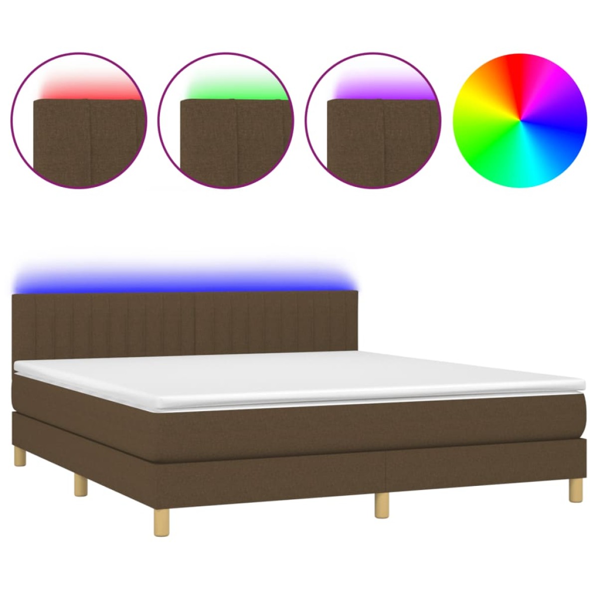 vidaXL Κρεβάτι Boxspring με Στρώμα & LED Σκ.Καφέ 160x200 εκ Υφασμάτινο