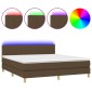 vidaXL Κρεβάτι Boxspring με Στρώμα & LED Σκ.Καφέ 160x200 εκ Υφασμάτινο
