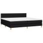 vidaXL Κρεβάτι Boxspring με Στρώμα & LED Μαύρο 200x200 εκ. Υφασμάτινο