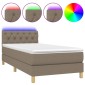 vidaXL Κρεβάτι Boxspring με Στρώμα & LED Taupe 80x200 εκ. Υφασμάτινο