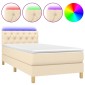 vidaXL Κρεβάτι Boxspring με Στρώμα & LED Κρεμ 80x200 εκ. Υφασμάτινο