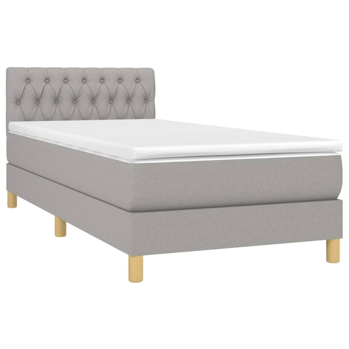 vidaXL Κρεβάτι Boxspring με Στρώμα & LED Αν.Γκρι 90x190 εκ. Υφασμάτινο