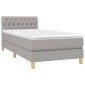 vidaXL Κρεβάτι Boxspring με Στρώμα & LED Αν.Γκρι 90x190 εκ. Υφασμάτινο