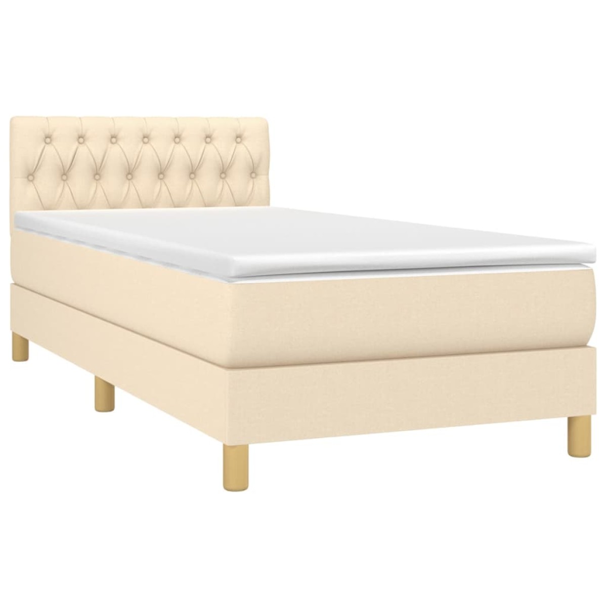 vidaXL Κρεβάτι Boxspring με Στρώμα & LED Κρεμ 100x200 εκ. Υφασμάτινο