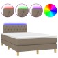 vidaXL Κρεβάτι Boxspring με Στρώμα & LED Taupe 120x200 εκ. Υφασμάτινο