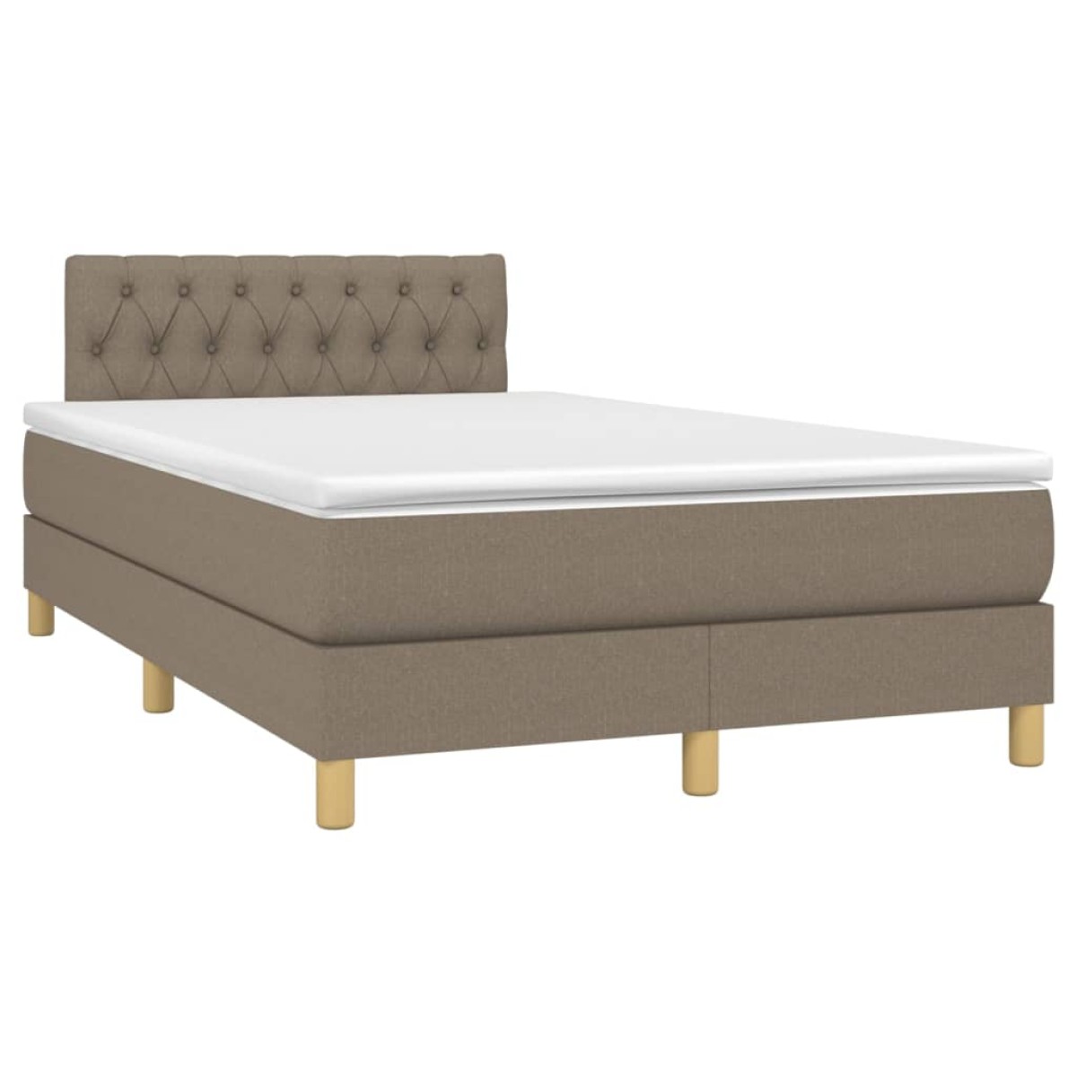vidaXL Κρεβάτι Boxspring με Στρώμα & LED Taupe 120x200 εκ. Υφασμάτινο
