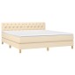 vidaXL Κρεβάτι Boxspring με Στρώμα & LED Κρεμ 160x200 εκ. Υφασμάτινο