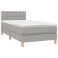 vidaXL Κρεβάτι Boxspring με Στρώμα & LED Αν.Γκρι 100x200 εκ Υφασμάτινο