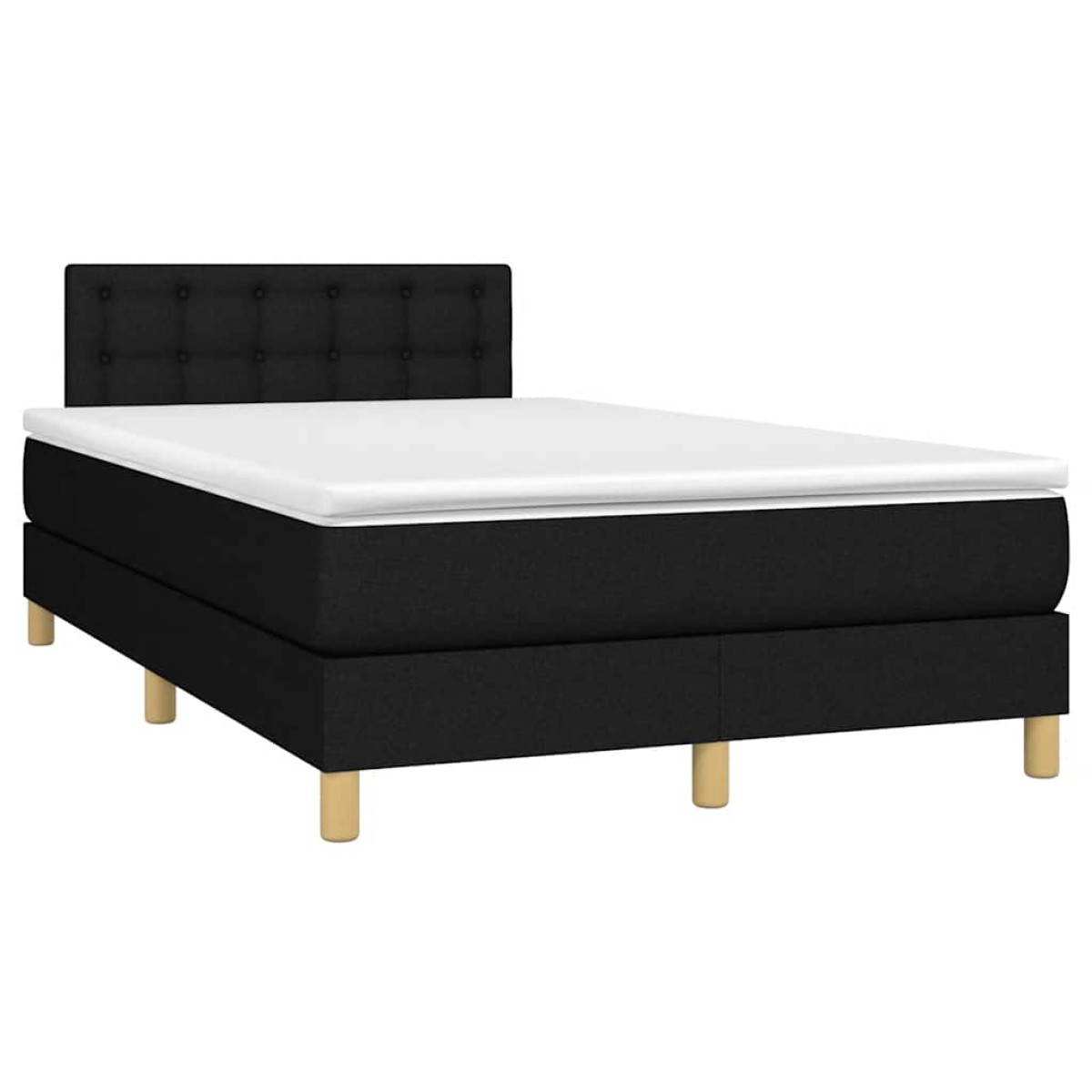 vidaXL Κρεβάτι Boxspring με Στρώμα & LED Μαύρο 120x200 εκ. Υφασμάτινο
