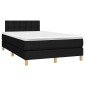 vidaXL Κρεβάτι Boxspring με Στρώμα & LED Μαύρο 120x200 εκ. Υφασμάτινο