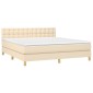 vidaXL Κρεβάτι Boxspring με Στρώμα & LED Κρεμ 160x200 εκ. Υφασμάτινο