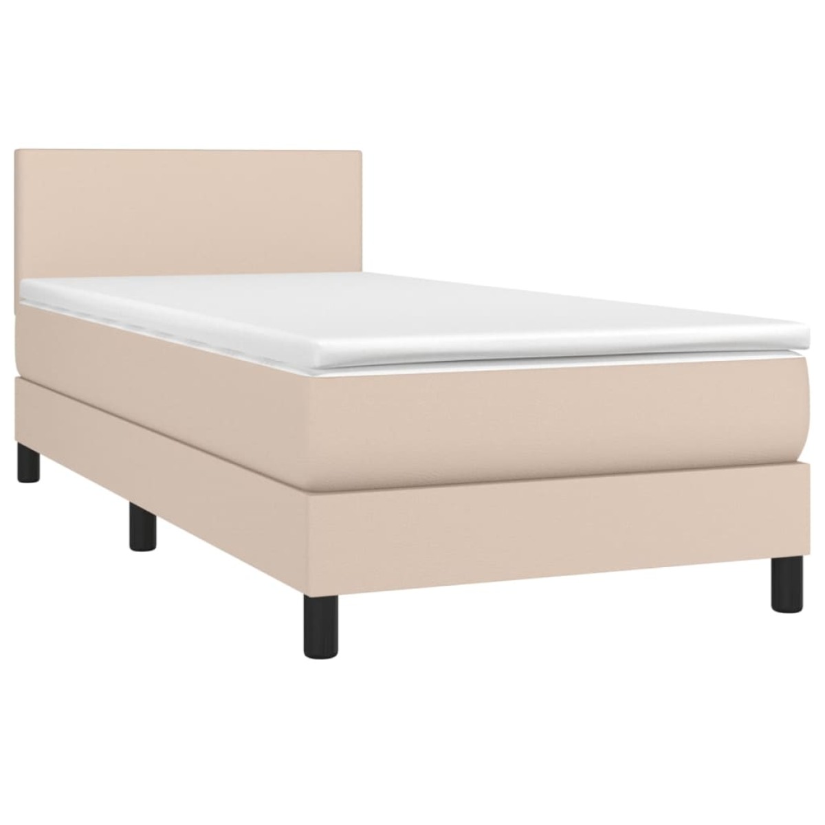 vidaXL Κρεβάτι Boxspring Στρώμα&LED Καπουτσίνο 80x200 εκ. Συνθ. Δέρμα