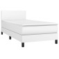 vidaXL Κρεβάτι Boxspring με Στρώμα & LED Λευκό 100x200 εκ. Συνθ. Δέρμα