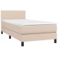 vidaXL Κρεβάτι Boxspring Στρώμα&LED Καπουτσίνο 100x200 εκ. Συνθ. Δέρμα