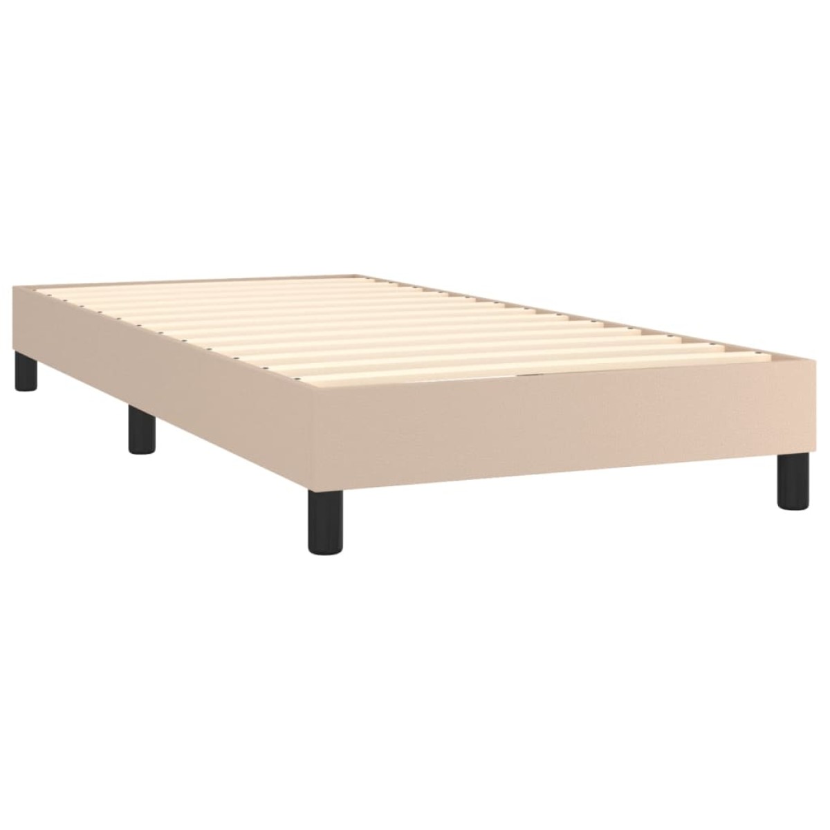 vidaXL Κρεβάτι Boxspring Στρώμα&LED Καπουτσίνο 100x200 εκ. Συνθ. Δέρμα