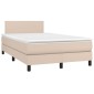 vidaXL Κρεβάτι Boxspring Στρώμα&LED Καπουτσίνο 120x200 εκ. Συνθ. Δέρμα
