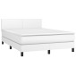 vidaXL Κρεβάτι Boxspring με Στρώμα & LED Λευκό 140x190 εκ. Συνθ. Δέρμα