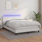 vidaXL Κρεβάτι Boxspring με Στρώμα & LED Λευκό 140x190 εκ. Συνθ. Δέρμα