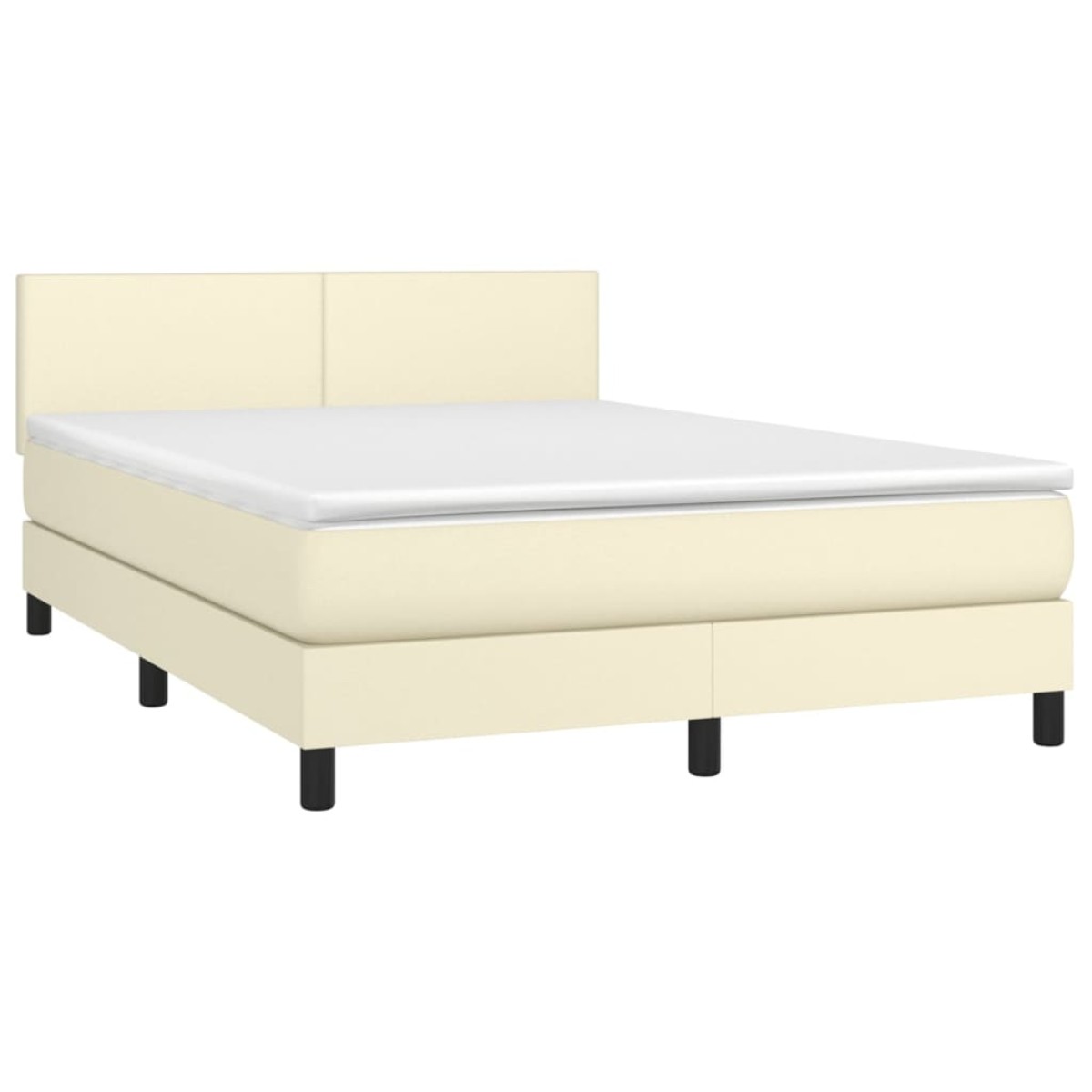 vidaXL Κρεβάτι Boxspring με Στρώμα & LED Κρεμ 140x190 εκ. Συνθ. Δέρμα