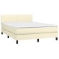 vidaXL Κρεβάτι Boxspring με Στρώμα & LED Κρεμ 140x190 εκ. Συνθ. Δέρμα