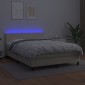 vidaXL Κρεβάτι Boxspring με Στρώμα & LED Κρεμ 140x190 εκ. Συνθ. Δέρμα