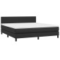 vidaXL Κρεβάτι Boxspring με Στρώμα & LED Μαύρο 160x200 εκ. Συνθ. Δέρμα