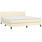 vidaXL Κρεβάτι Boxspring με Στρώμα & LED Κρεμ 160x200 εκ. Συνθ. Δέρμα