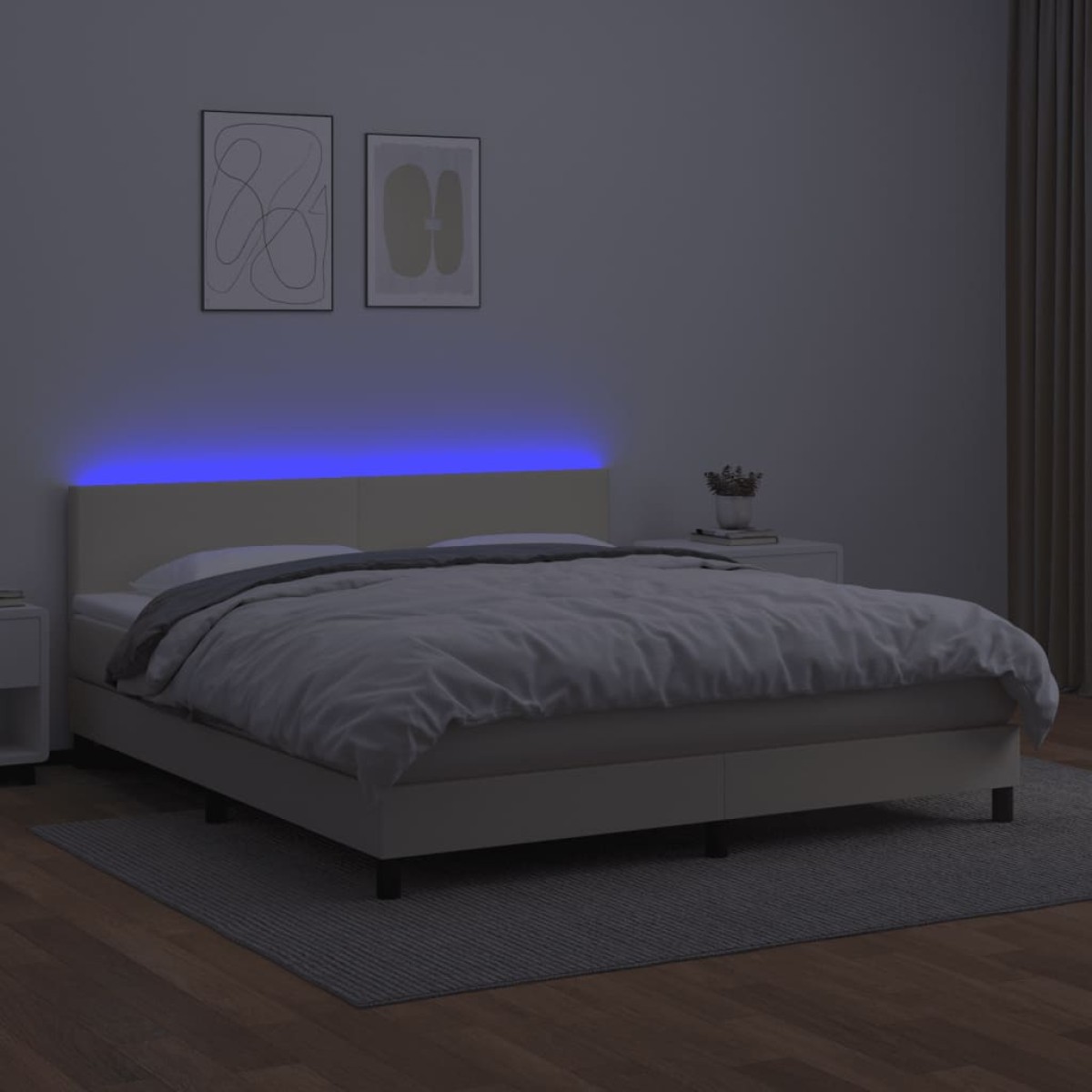 vidaXL Κρεβάτι Boxspring με Στρώμα & LED Κρεμ 160x200 εκ. Συνθ. Δέρμα