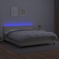 vidaXL Κρεβάτι Boxspring με Στρώμα & LED Κρεμ 160x200 εκ. Συνθ. Δέρμα
