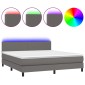 vidaXL Κρεβάτι Boxspring με Στρώμα & LED Γκρι 180x200 εκ. Συνθ. Δέρμα
