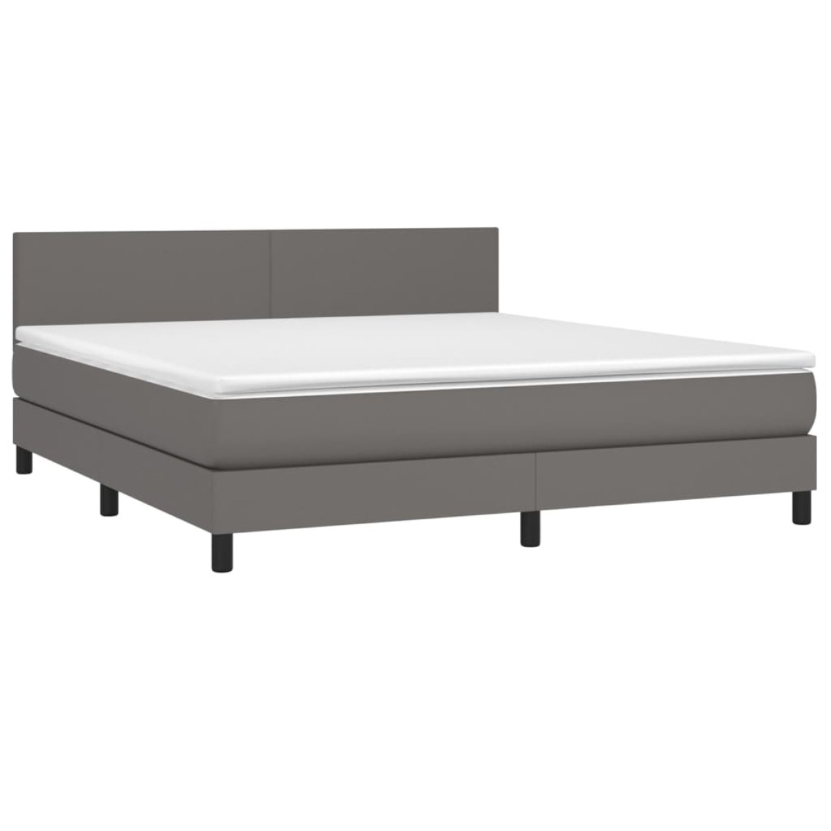 vidaXL Κρεβάτι Boxspring με Στρώμα & LED Γκρι 180x200 εκ. Συνθ. Δέρμα