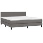 vidaXL Κρεβάτι Boxspring με Στρώμα & LED Γκρι 180x200 εκ. Συνθ. Δέρμα