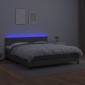 vidaXL Κρεβάτι Boxspring με Στρώμα & LED Γκρι 180x200 εκ. Συνθ. Δέρμα
