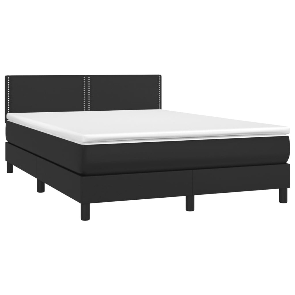 vidaXL Κρεβάτι Boxspring με Στρώμα & LED Μαύρο 140x200 εκ. Συνθ. Δέρμα