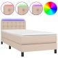 vidaXL Κρεβάτι Boxspring Στρώμα&LED Καπουτσίνο 90x190 εκ. Συνθ. Δέρμα