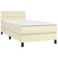 vidaXL Κρεβάτι Boxspring με Στρώμα & LED Κρεμ 100x200 εκ. Συνθ. Δέρμα