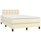 vidaXL Κρεβάτι Boxspring με Στρώμα & LED Κρεμ 120x200 εκ. Συνθ. Δέρμα