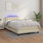 vidaXL Κρεβάτι Boxspring με Στρώμα & LED Κρεμ 120x200 εκ. Συνθ. Δέρμα