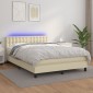 vidaXL Κρεβάτι Boxspring με Στρώμα & LED Κρεμ 140x200 εκ. Συνθ. Δέρμα