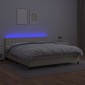 vidaXL Κρεβάτι Boxspring με Στρώμα & LED Κρεμ 160x200 εκ. Συνθ. Δέρμα