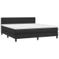 vidaXL Κρεβάτι Boxspring με Στρώμα & LED Μαύρο 180x200 εκ. Συνθ. Δέρμα