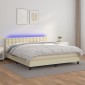 vidaXL Κρεβάτι Boxspring με Στρώμα & LED Κρεμ 180x200 εκ. Συνθ. Δέρμα