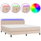 vidaXL Κρεβάτι Boxspring Στρώμα&LED Καπουτσίνο 180x200 εκ. Συνθ. Δέρμα