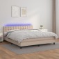 vidaXL Κρεβάτι Boxspring Στρώμα&LED Καπουτσίνο 180x200 εκ. Συνθ. Δέρμα