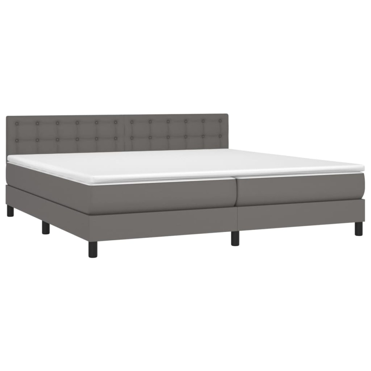 vidaXL Κρεβάτι Boxspring με Στρώμα & LED Γκρι 200x200 εκ. Συνθ. Δέρμα
