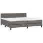 vidaXL Κρεβάτι Boxspring με Στρώμα & LED Γκρι 200x200 εκ. Συνθ. Δέρμα